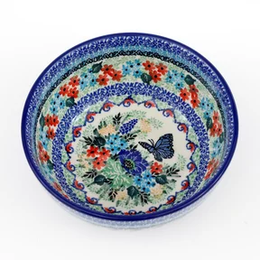 Miska ceramiczna C38 0,6l <br> Unikat U4864 Motyl w Kwiatach Ceramika Artystyczna Bolesławiec